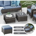 thumbnail image 7 of Brafab 10 Seat Outdoor Patio Furniture Set with 44" Gas Fire Pit Table, PE Wicker Patio Conversation Sets Cushioned Seat Couch Outdoor Sectional Chair Sofa Set for Yard Garden Porch | Blue, 7 of 7