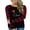 Black Red Style D, variant on Seyurigaoka Women Valentine's Plus Size T-shirt, O-Neck Plaid Long Sleeves Love Heart Pattern Letter Pullover Tops