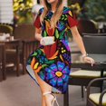 thumbnail image 3 of Balery Colorful Floral Vestidos sueltos de manga corta para mujer, vestidos de verano 2025, vestidos casuales de corte A con vuelo., 3 of 6