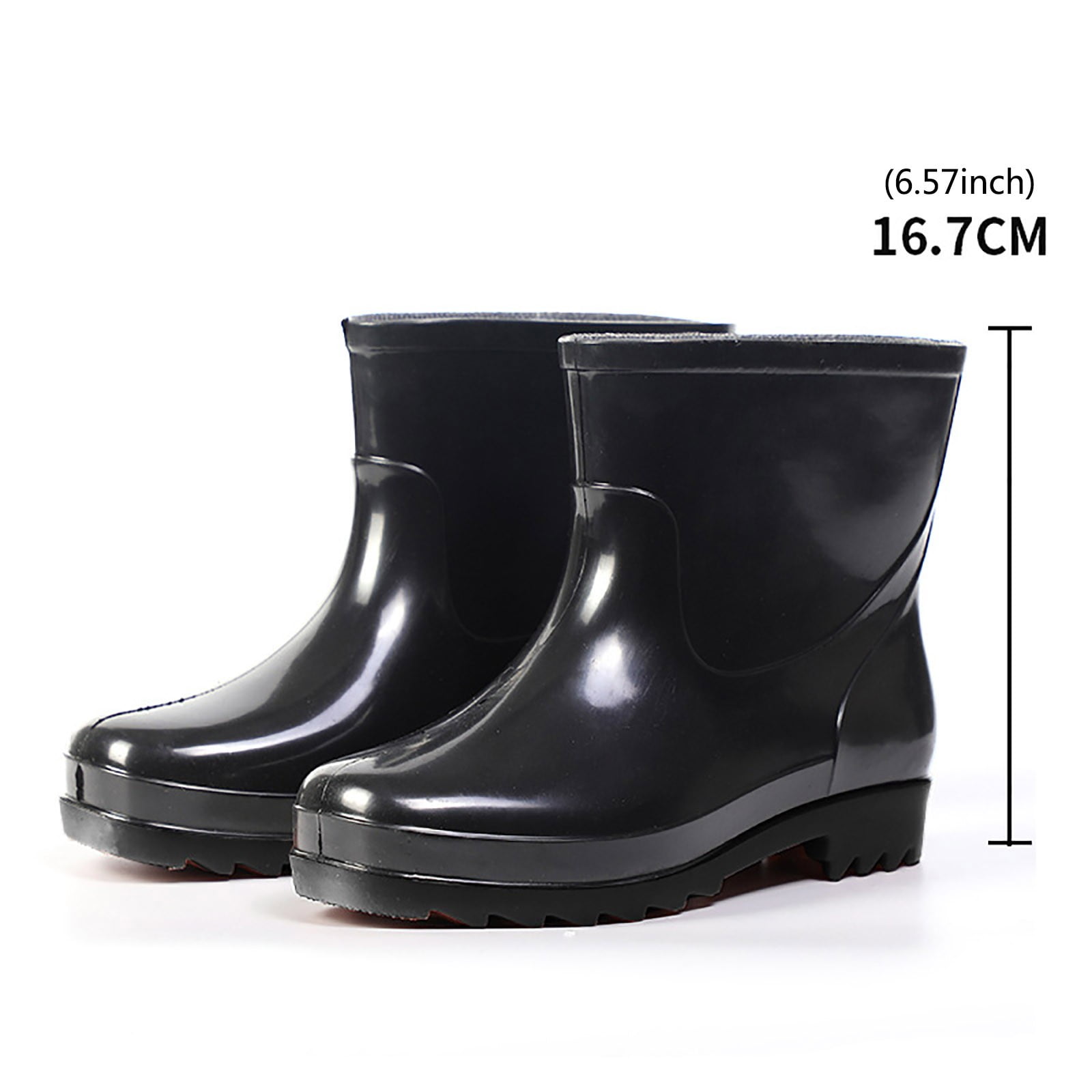 Mepaouo Mens Rain Boots Waterproof Slip on Ankle Booties Hardwearing Anti Skidding Patchwork Walking Shoes