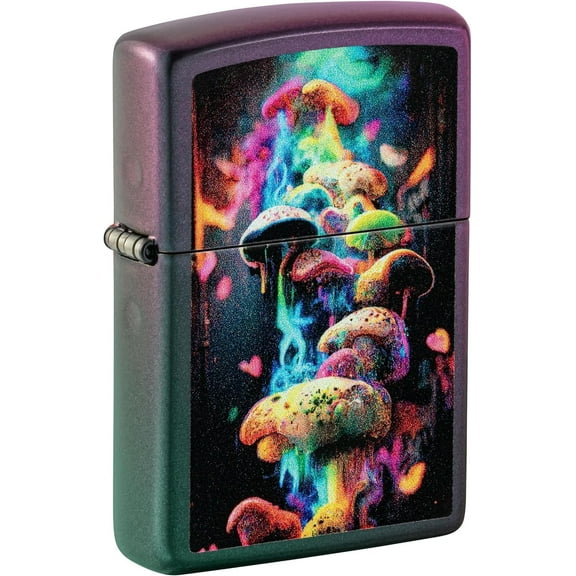 Zippo Lighter - Custom Message Engrave Colorful Mushrooms - Iridescent 48929
