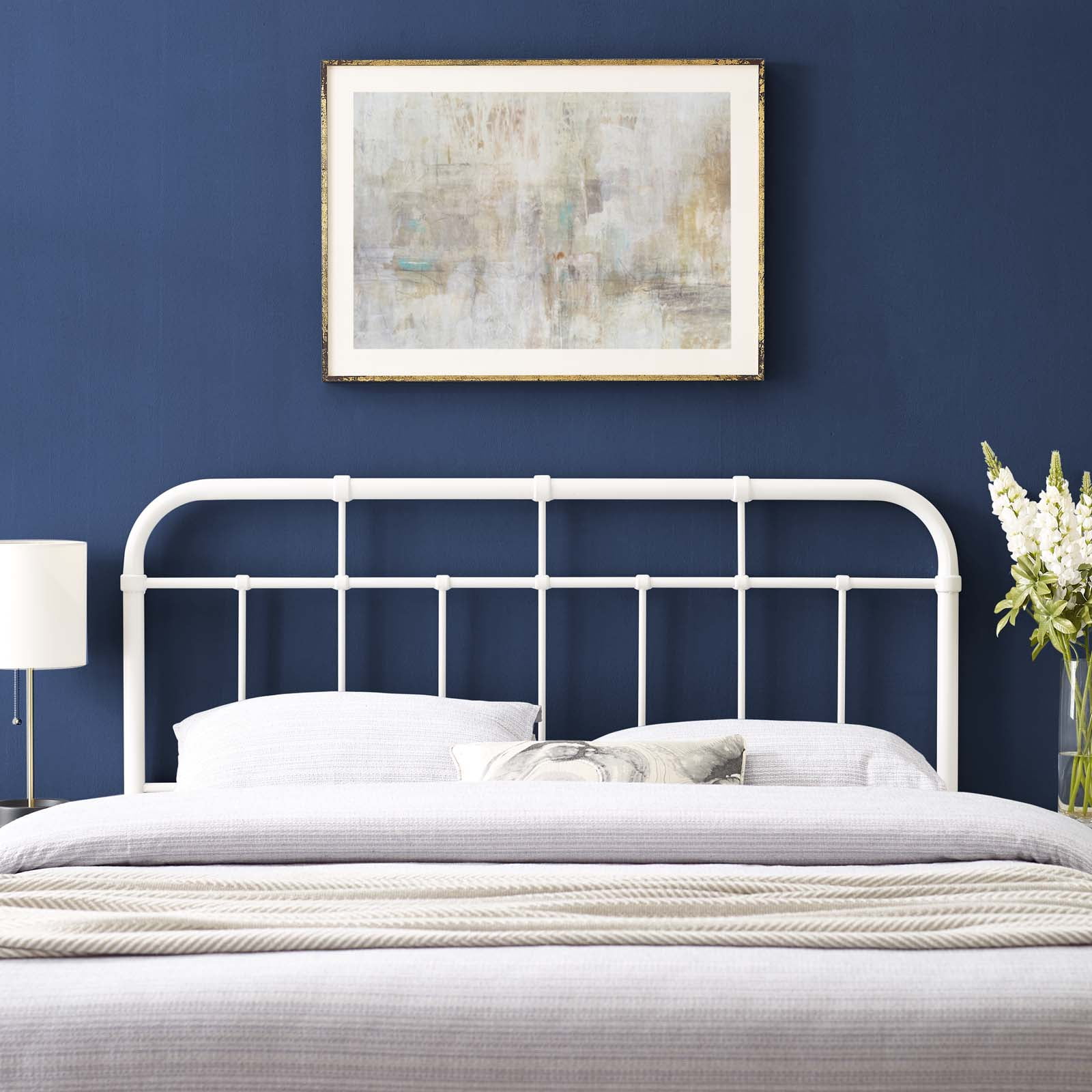 Headboard, Twin Size, Metal, White, Modern Contemporary Urban Design, Bedroom Master Guest Suite