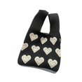 thumbnail image 2 of Women Shoulder Bag Heart Handbag Casual Boho Tote Bag for Outdoor Party Work Black, 2 of 9