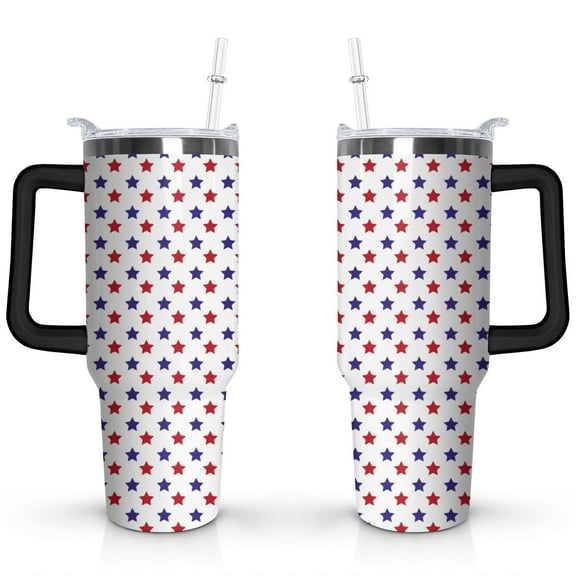 40oz July 4th Handle Cup 🇺🇸,Stars & Stripes Stainless Steel Tumbler-Hand Wash Only