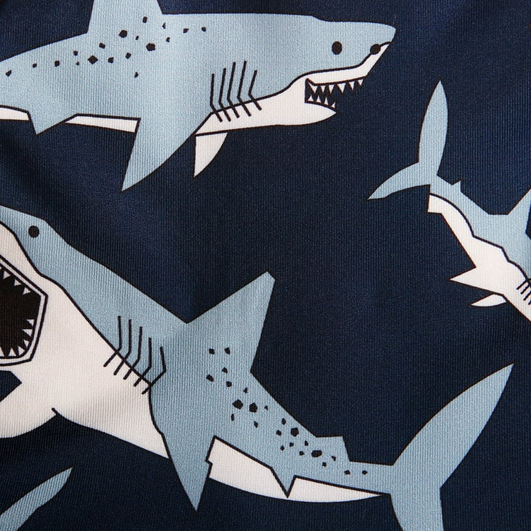  White Shark Pattern on Navy Blue Background Women's