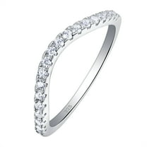 Newshe Curved Wedding Bands for Women Stacking Sterling Silver Eternity Rings Cz Wishbone Size 7