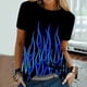 thumbnail image 5 of Blusa de manga corta con cuello redondo y estampado de llamas para mujer Pompotops  hkajfhjk460423, 5 of 9
