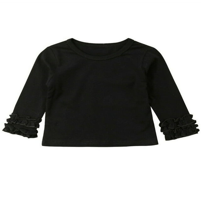 Baby Girl Long Sleeve T-shirt Crew Neck Cotton Ruffle Tops