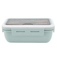 thumbnail image 1 of Compartment Lunch Box 2 Compartments 1100ml Loveliness Adult Bento Box with Spoon Chopsticks for Office School Green, 1 of 4
