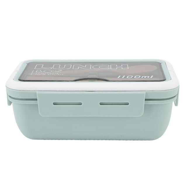 Compartment Lunch Box 2 Compartments 1100ml Loveliness Adult Bento Box with Spoon Chopsticks for Office School Green