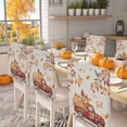 thumbnail image 2 of Thanksgiving Chair Covers Set of 8 Hello Fall Truck Pumpkin Maple Leaf Linen Chair Back Covers Stretch Removable Washable Slipcovers Protector for Dining Room Kitchen Party Decor, 2 of 5