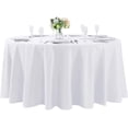 thumbnail image 1 of Mantel redondo de 120 pulgadas, lavable, de poliéster, decorativo, para bodas, fiestas, cenas y banquetes (120 pulgadas, blanco), 1 of 5