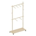 thumbnail image 4 of Coat Rack Freestanding,Solid Wood Garment Clothes Drying Rack with 6 Wooden Hangers,Space-Saving Design,Adjustable Shelf,and Wheels for Easy Mobility – Perfect for Bedroom,Living Room, or Entryway, 4 of 14