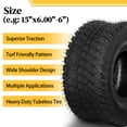 thumbnail image 3 of Ktaxon 15x6.00-6 Turf Lawn Mower Tires, 4PR Off-Road Replacement Tires for Lawn & Garden Tractor, 2 Pack, 3 of 4