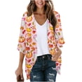 thumbnail image 2 of Zormilly Halloween Cardigan Women Lightweight 3/4 Sleeve Open Front Long Cardigans Print Loose Casual Cardigans, S-2XL, 2 of 5