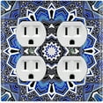 thumbnail image 1 of Metal Light Switch Plate Cover Mandala Blue White Flower Tile Pattern MDL056, 1 of 13