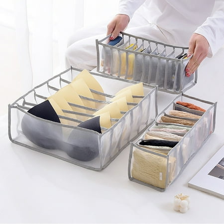 

Goldencivetcat 3pcs Underwear Storage Organizers Drawer Type Wardrobe Storage Box Multi-grid Storage Container For Bra Socks And Underwear