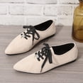 thumbnail image 6 of Aobny Wingtips Shoes Women Flat Shoes Business Casual Shoes Teacher Shoes Micro-Wedge Shoe Beige Pointy Toe Arch Support Lace-Up Summer Shoes,Size 36, 6 of 9
