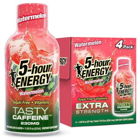 5-hour ENERGY Shot, Watermelon Flavor, 1.93 fl oz, 4 Count