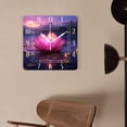 thumbnail image 4 of 14 Inch Wall Clock Battery Operated Square Clock Decorative for Office, Kitchen, Outdoor, Living Room，Lotus Pink Light Purple Sparkle Colorful, 4 of 4
