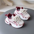 thumbnail image 4 of pwidon Toddler Chunky Sneakers Velcro Breathable Mesh Non Slip Cushioned Kids Walking School Athletic Shoes Red 21, 4 of 6