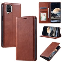 Nalacover for Samsung Galaxy A12 Wallet Case, Vintage PU Leather Book Folding Folio Case with Credit Card Slots Hidden Magnetic Closure Flip Kickstand Shockproof Slim Phone Case,Brown