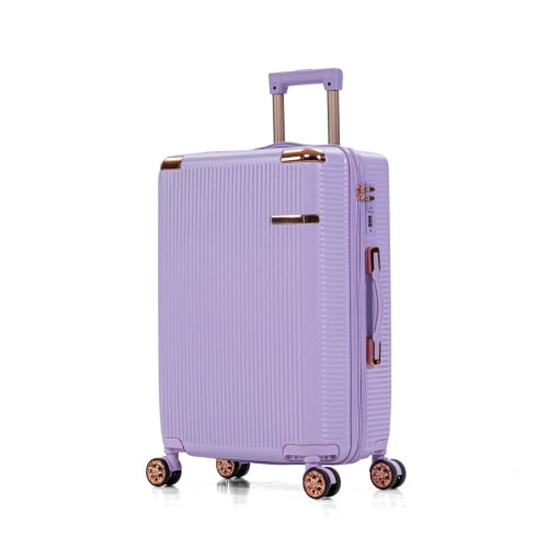 4-Piece Lightweight ABS Hard Shell Luggage Set with 360° Dual Spinner Wheels & Built-In Combination Lock, Scratch-Resistant Modern Travel Suitcase, Purple