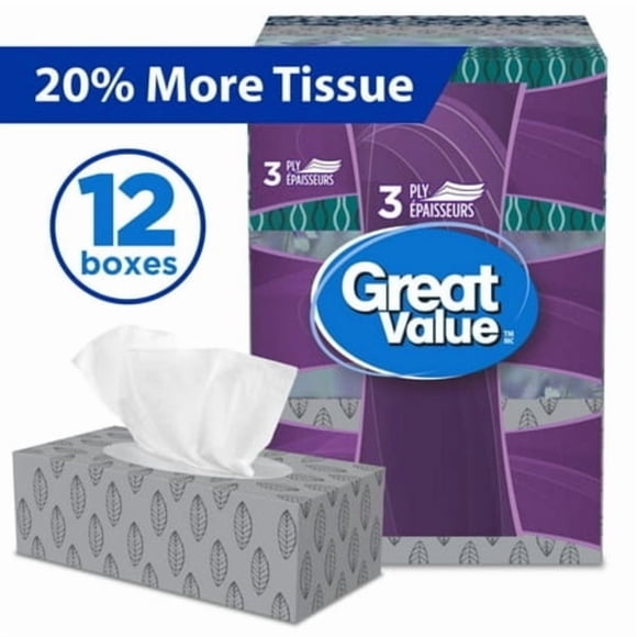 Great Value Value Size Soft & Absorbent Hypoallergenic Facial Tissues
