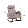 thumbnail image 3 of Rocking Chair Nursery, Modern Glider Rocking Chair with Headrest and Thicken Wood Base, Upholstered Nursing Armchair for Living Room, Bedroom, Grey, 3 of 9