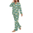 thumbnail image 3 of FOR U DESIGNS Green Avocado Pajama Sets for Women 2 Piece Pants Button Up Pajamas for Women Size XL Long Sleeve Sleepwear V-neck Tops Button Down Nightwear, 3 of 7