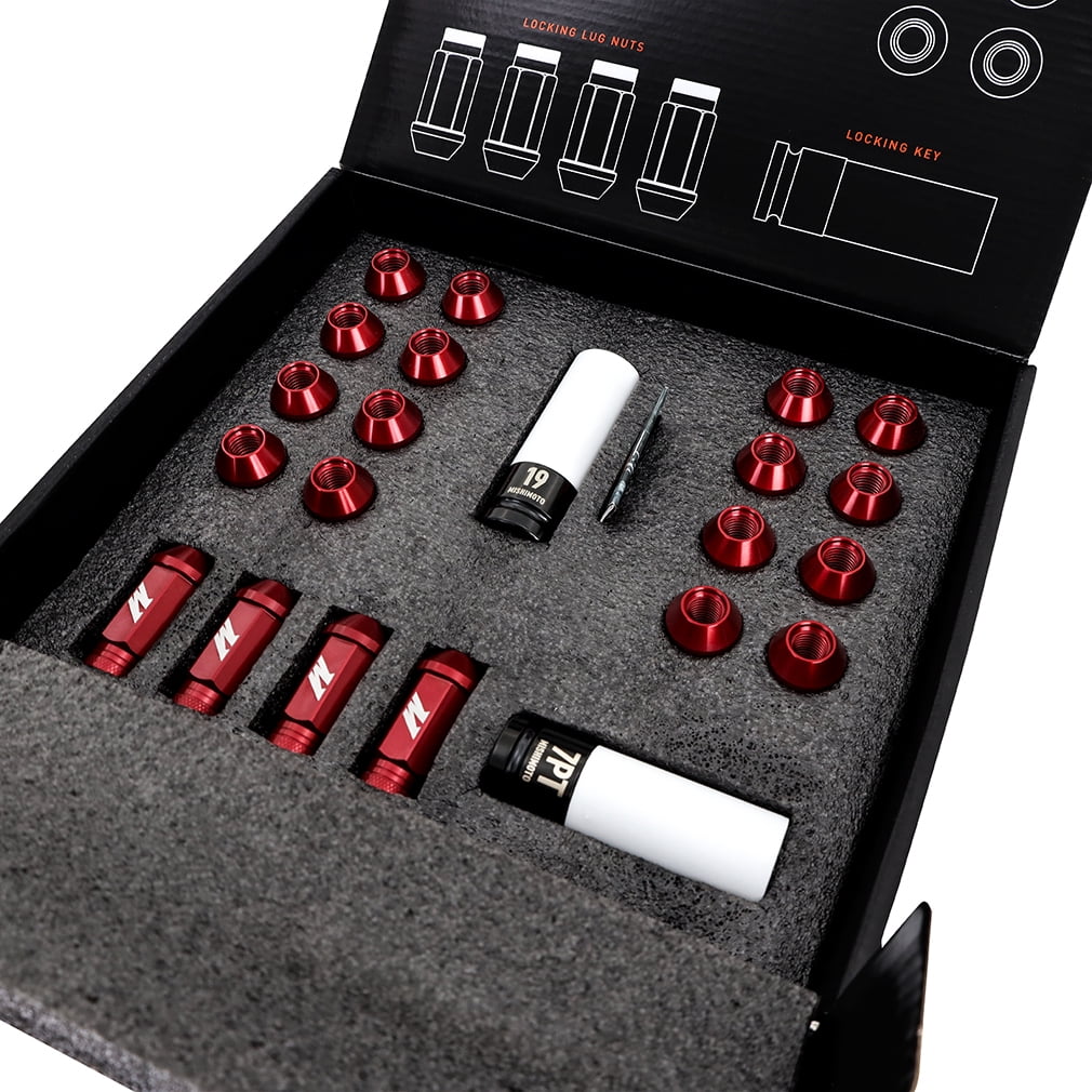 Mishimoto Aluminum Locking Black Lug Nuts Set, M12x1.5, 20 Pieces