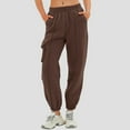 thumbnail image 2 of Huesdet Sweatpants for women,Women's High Waisted Joggers Summer Workout Baggy Yoga Pants Cinch Bottom Trousers(XL,Coffee), 2 of 9