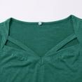 thumbnail image 4 of Duoif Shirts for Women Summer Casual Solid Color Short Sleeved V Neck T Shirt Womens Tops Casual Green M, 4 of 9