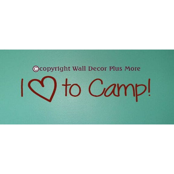 Camper RV Accessorires I Heart to Camp Vinyl Wall Decals Stickers 23x4.5-Inch, Red
