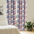 thumbnail image 2 of Ambesonne Floral Curtains, Watercolor Leaves Roses Art, Pair of 28"x63", Pale Ruby and Slate Blue, 2 of 5