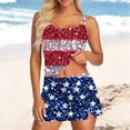 thumbnail image 4 of XUNKUSGA 250 Anniversary USA 3 Piece Swimsuits For Women Tank Top,Swim Skirt and High Waisted Bikini Bottom Tankini Swimsuits Sets 4Th Of July Outfits for Women,Blue,M, 4 of 5