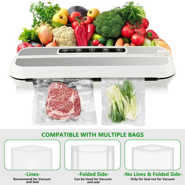 Vacuum Sealer Machine, 80Kpa Stainless Steel Automatic Food Sealer Machine  for Food Preservation Storage with Air Sealing System, Dry and Moist Modes