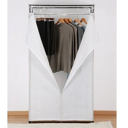 Mainstays Clothes Closet with White Cover and Grey Pumice Trim