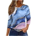 thumbnail image 2 of Jsaierl 3/4 Sleeve Womens Tops Summer Round Neck Shirts Fashion Graphic Ladies Blouses Going Out Vacation Tunic Top S-5XL, 2 of 4