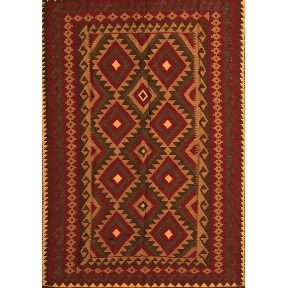 Ahgly Company Indoor Rectangle Southwestern Orange Country Area Rugs, 4' x 6'