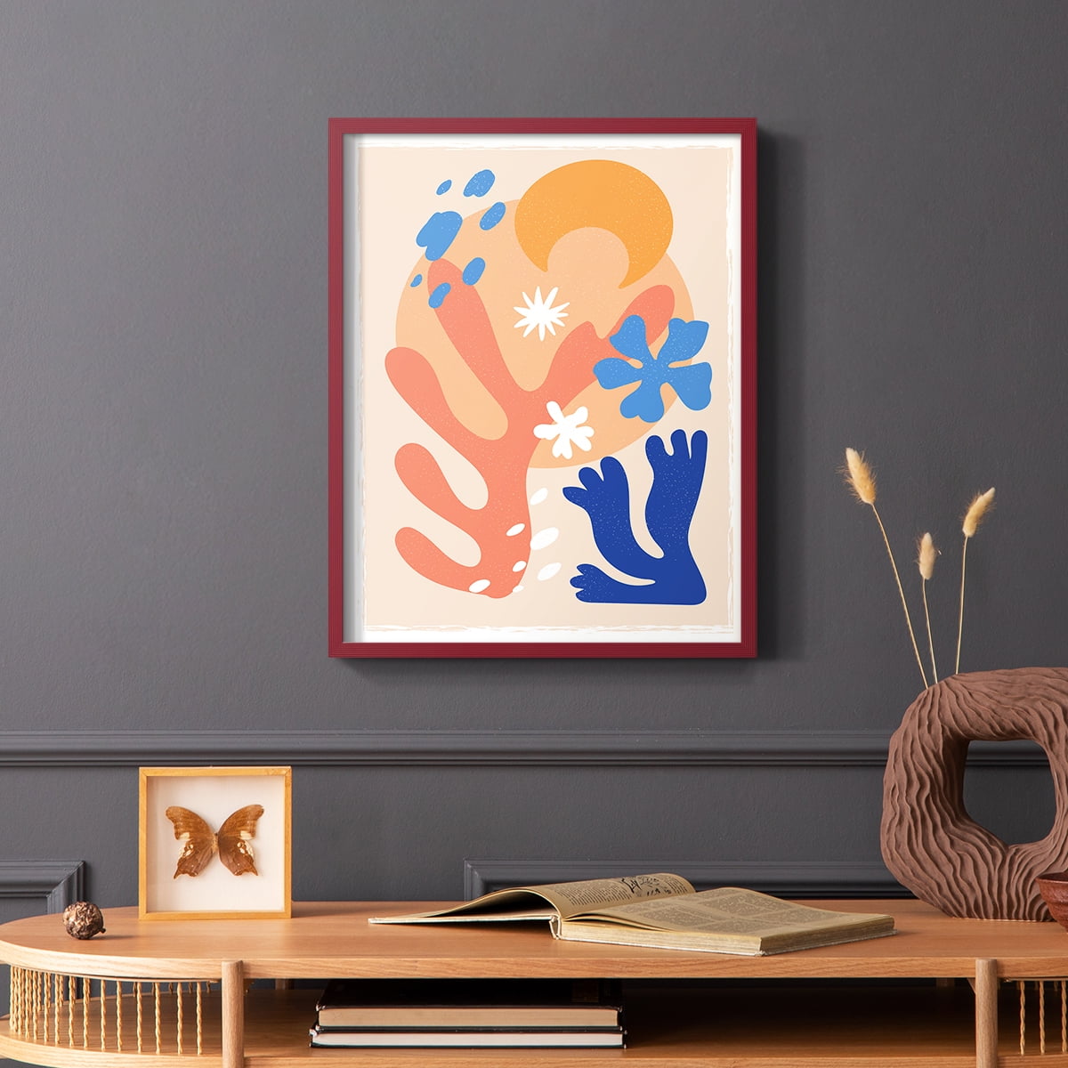 Matisse CDLXXI in Red Solid Wood Framed Print No Nail Hanging
