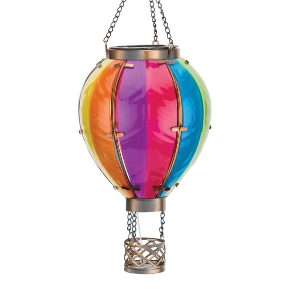 Regal Art & Gift Hot Air Balloon Solar Lantern SM - Rainbow Metal 15" Light Led