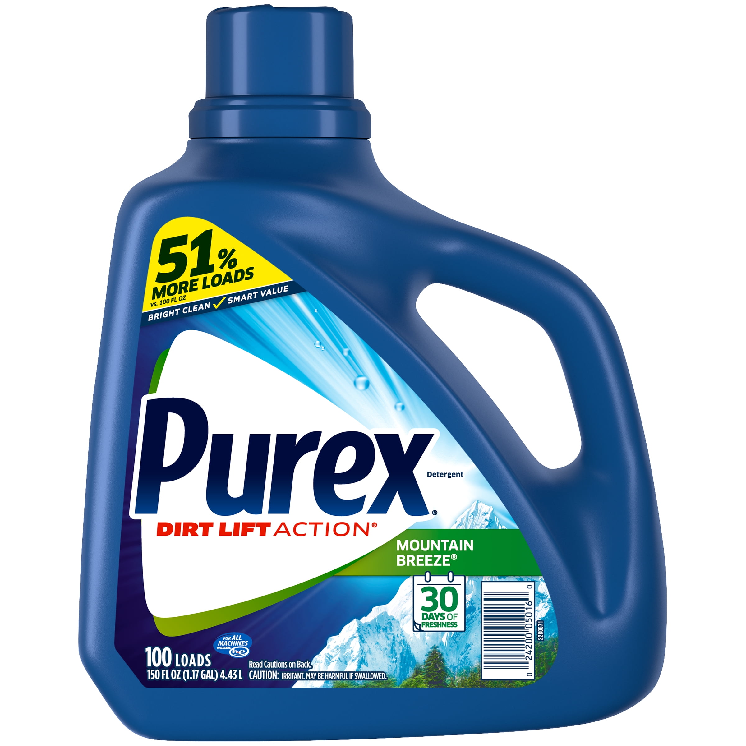 Purex Liquid Laundry Detergent, Mountain Breeze, 150 Fluid Ounces, 100