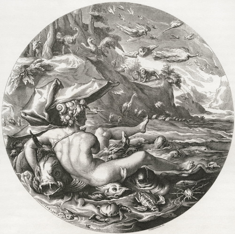 The Fifth Day From The Series The Creation Of The World By Hendrick Goltzius From Histoire Des Peintres De Toutes Les Coles Cole Hollandaise Published 1863 Canvas Art - Ken Welsh Design Pics (24 x