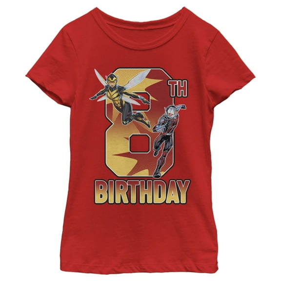 Girl's Marvel Ant-Man & Wasp 8th Birthday  Graphic Tee Red Medium