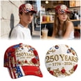 thumbnail image 4 of 250 Anniversary USA Hat 250Th Birthday 1776-2026 Embroidered Distressed Denim Cap Adjustable Baseball Cap for Women Men #04 Red, 20x18x3 cm, 4 of 6