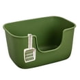 thumbnail image 2 of Caja de arena para gatos con tapa abierta, orinal para perros pequeños, orinal a prueba de salpicaduras, sartenes para arena para conejos, hámsteres, Verde oscuro, 2 of 8