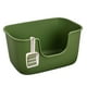 thumbnail image 2 of Caja de arena para gatos con tapa abierta, orinal para perros pequeños, orinal a prueba de salpicaduras, sartenes para arena para conejos, hámsteres, Verde oscuro, 2 of 8