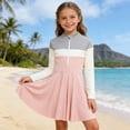 thumbnail image 3 of Tiijoy Little Girls Long Sleeve Rash Guard Swimsuit Color Block Swim Dress with UPF50+, 3 of 8