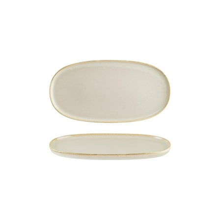 Sand 12" x 6.25" x h:0.75" Oval Beige Porcelain Platter